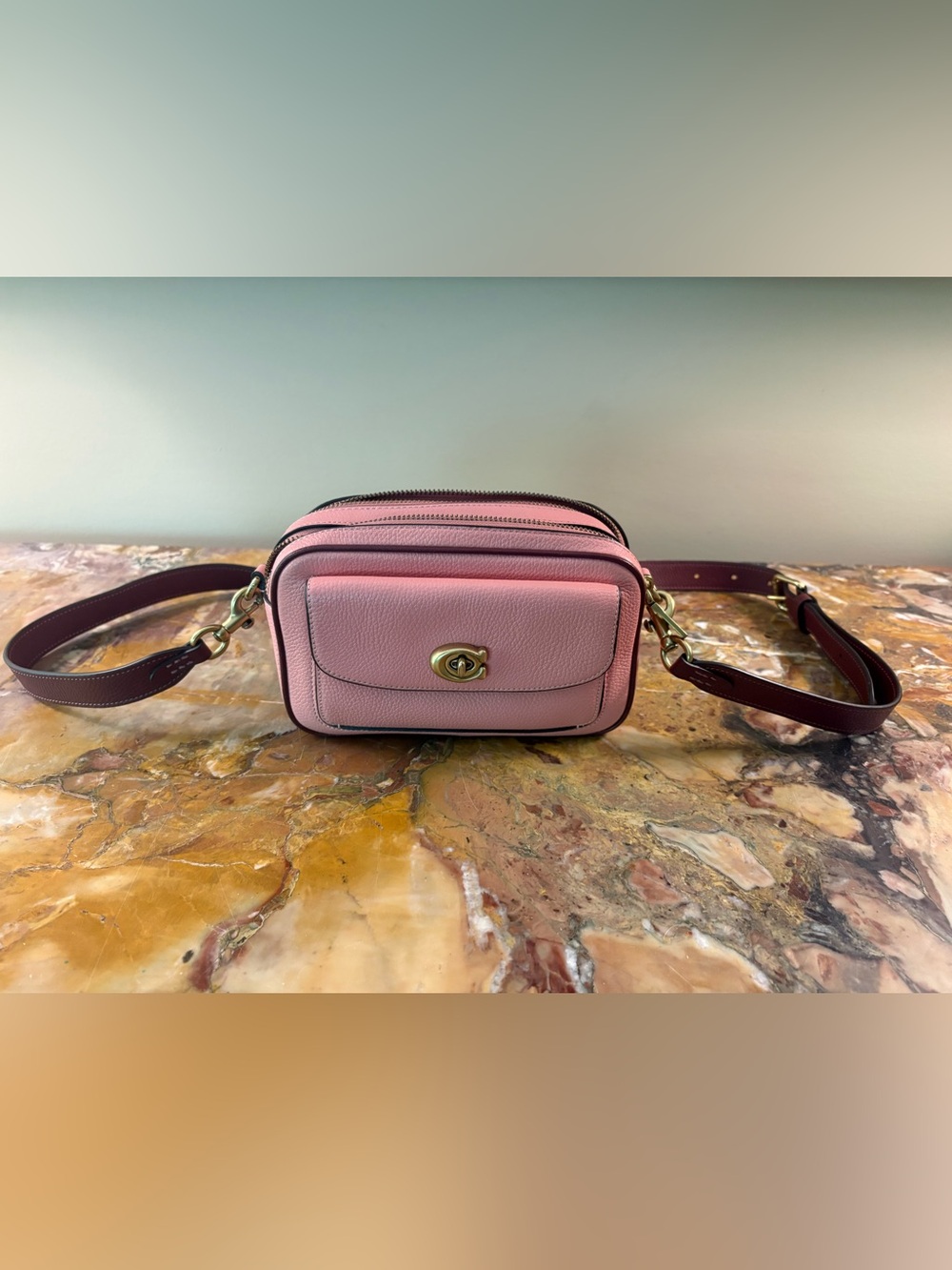 Coach Crossbody Bag Pink Leather Purse